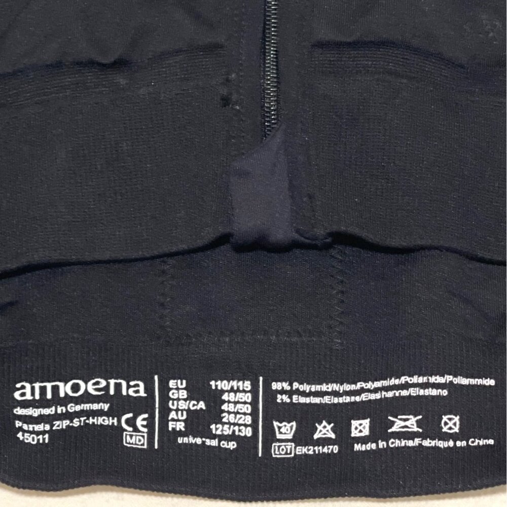 Surgical Breast Compression Bra Black Front-Zip Amoena Pockets Adjustable Straps - Picture 8 of 14
